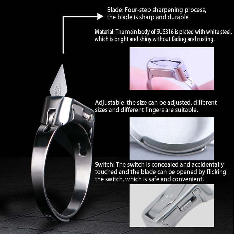 Stainless Steel Self-Defense Ring with Hidden Blade – Adjustable Mini Knife Ring for Personal Safety – Wearable Concealed Protection Tool for Men &amp; Women