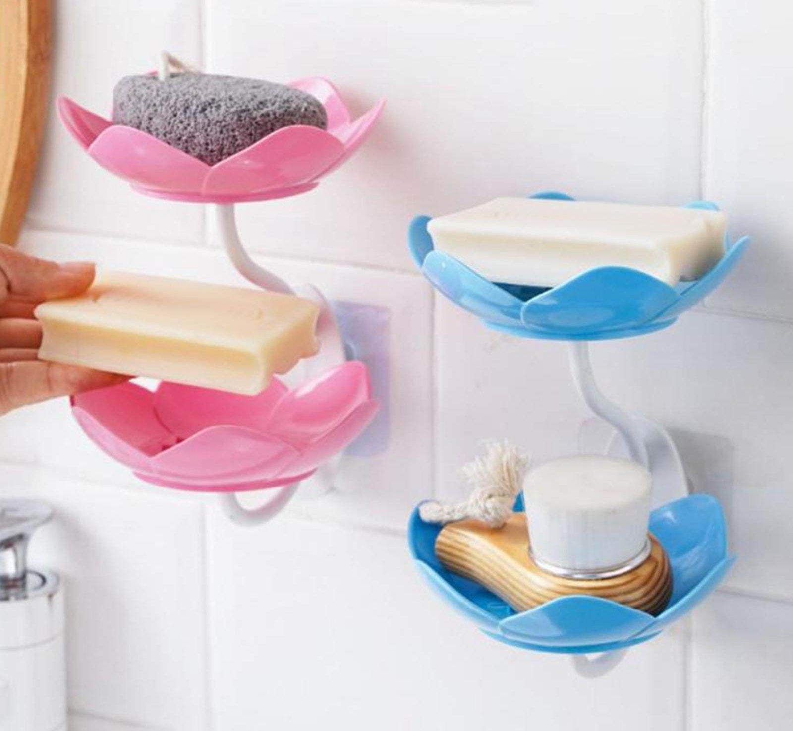 Lotus Flower Wall-Mounted Soap Holder – Self-Draining Bathroom &amp; Kitchen Organizer