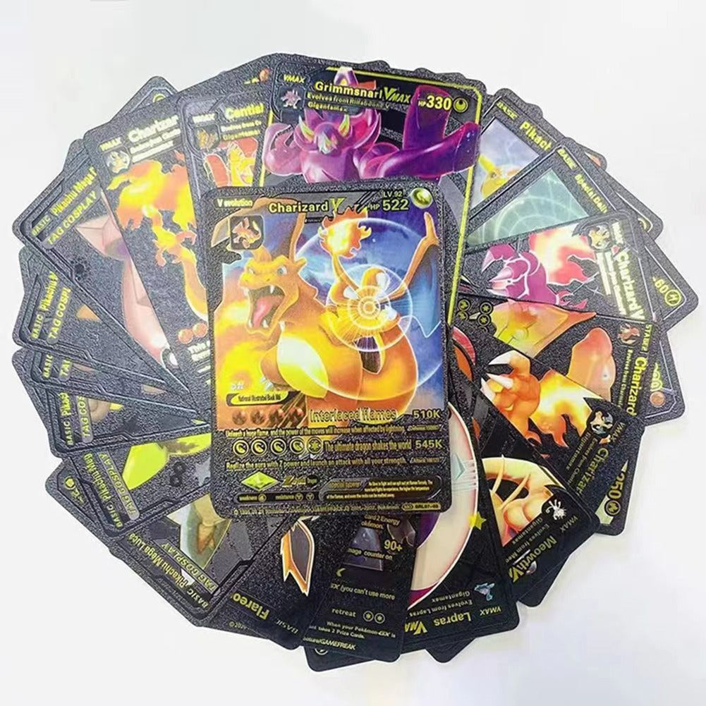 Pokemon Metal Cards Collection Box – 55 Cards per Pack | 3D Pokemon Trading Cards | Durable Metal Cards | Gold, Black &amp; Silver Color Options | Premium Collector’s Edition Gift Set