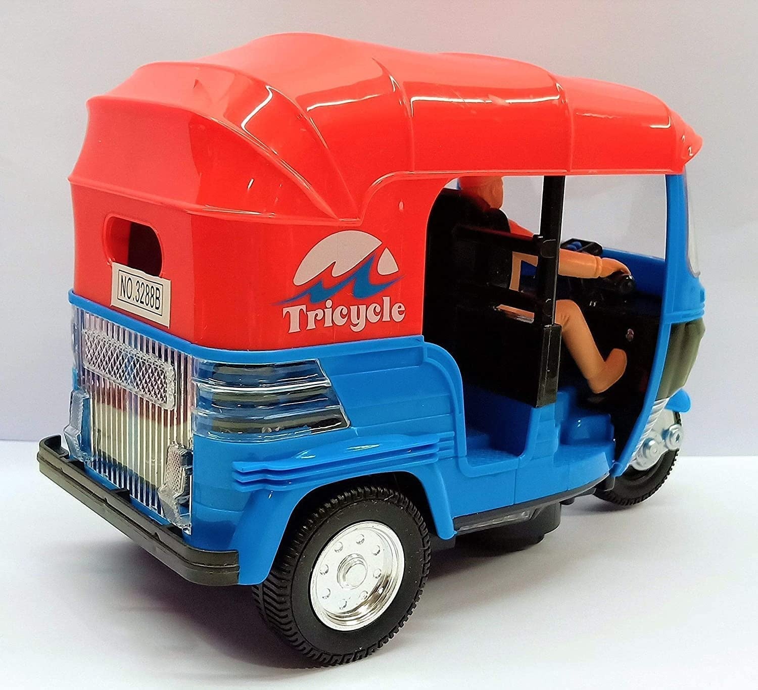 Musical Electric Tricycle Rickshaw Toy for Kids – Battery Operated with Front &amp; Rear Lights, Music, Durable Plastic Build, (Multi-Color)