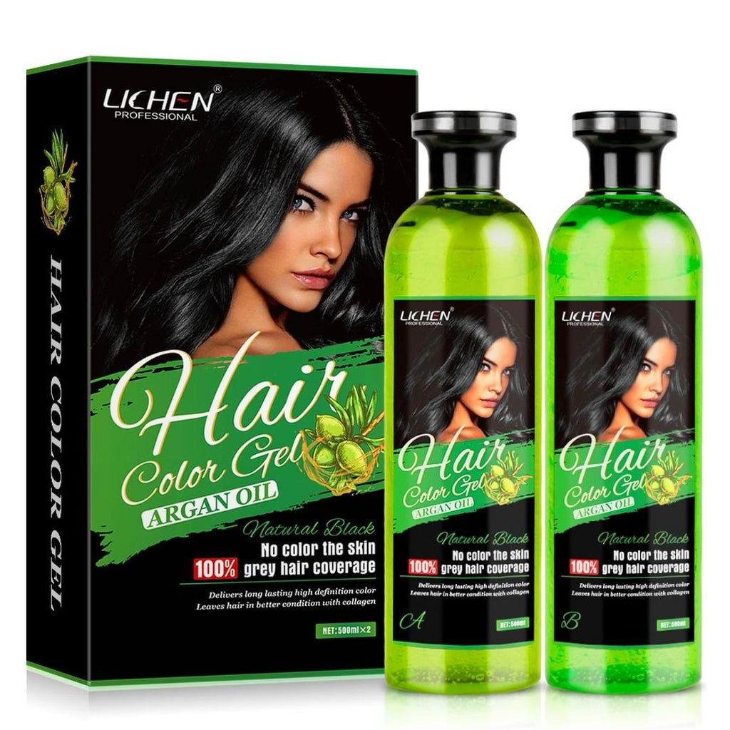 Lichen Professional Hair Color Gel – 500ML – Rich, Long-Lasting Black &amp; Dark Brown Shades – Made in China