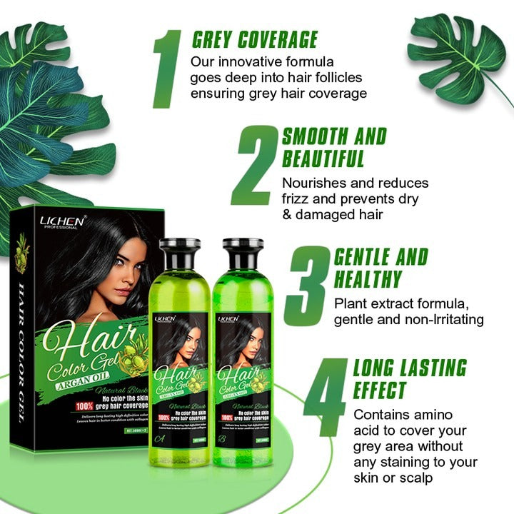 Lichen Professional Hair Color Gel – 500ML – Rich, Long-Lasting Black &amp; Dark Brown Shades – Made in China