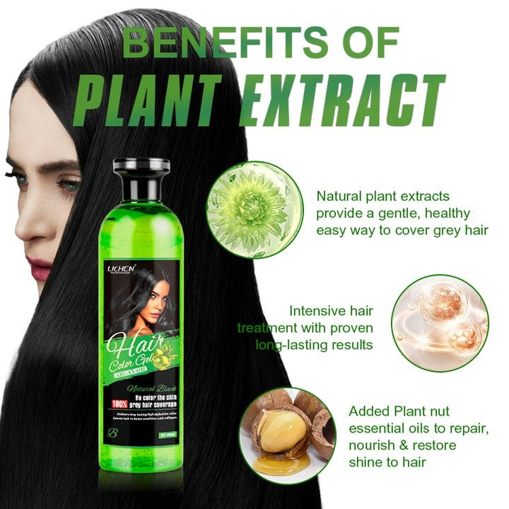 Lichen Professional Hair Color Gel – 500ML – Rich, Long-Lasting Black &amp; Dark Brown Shades – Made in China