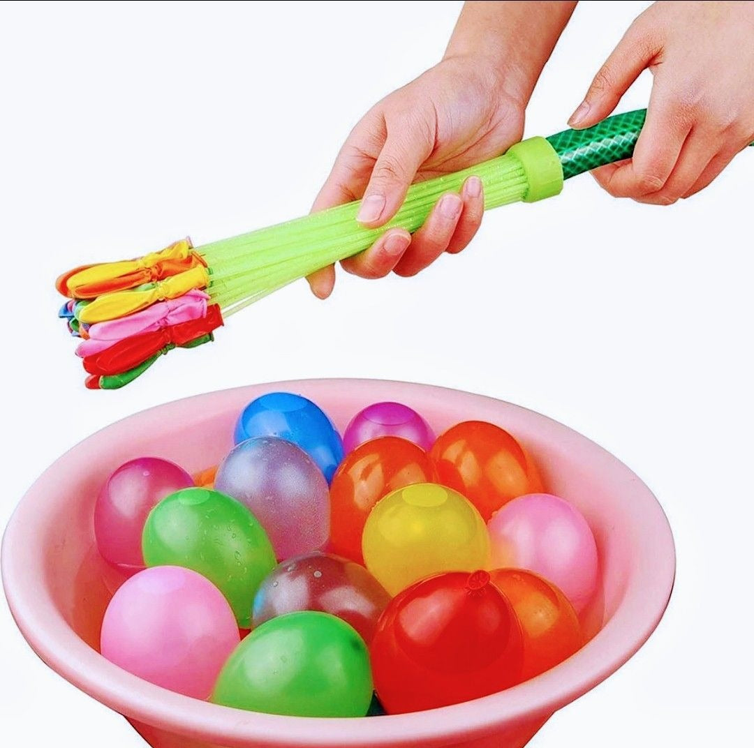 Self-Sealing Water Balloons – 111 Pcs | Automatic Fill &amp; Tie Magic Balloons with Universal Tap Adapter | Multicolored for Holi &amp; Summer Fun