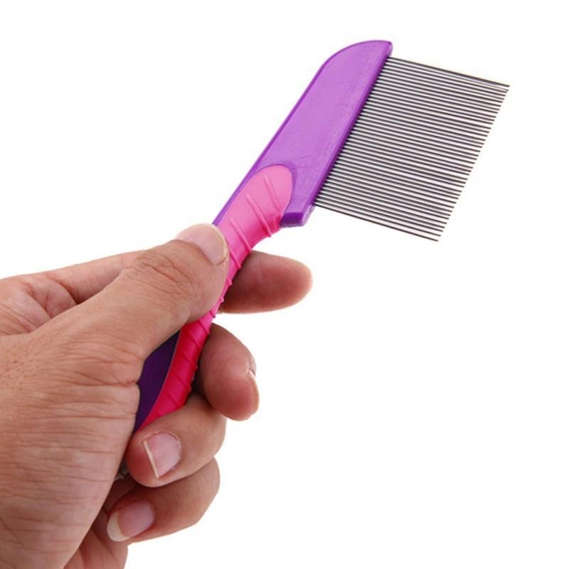 100% Stainless Steel Needles Anti Lice Comb – Ergonomic Handle, Safe Rounded Tips, Reusable &amp; Clinically Proven for Men &amp; Women (Random color)
