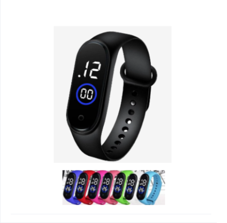 Latest  M4 LED Watch Digital Sports Bracelet for Boys &amp; Girls – Waterproof Touch Display – Random Band Color (Without Box)