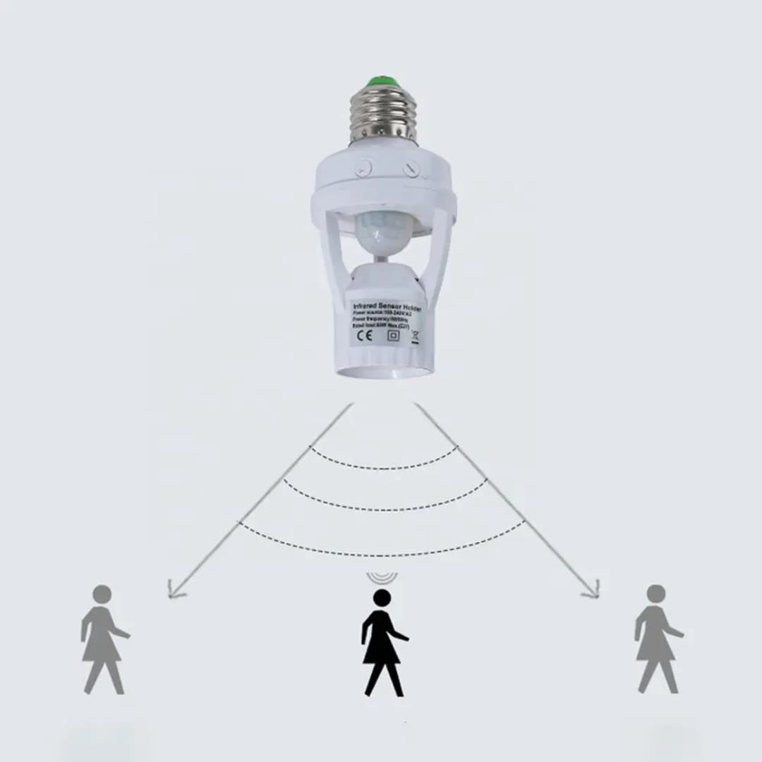 Infrared Motion Sensor Lamp Holder – 360° Smart Light Socket with Automatic On/Off Detection