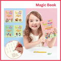 Set of 4 Sank Magic Learning Book with Magic Pen &amp; 5 refills, Practice book For Montessori children Tracing Handwriting