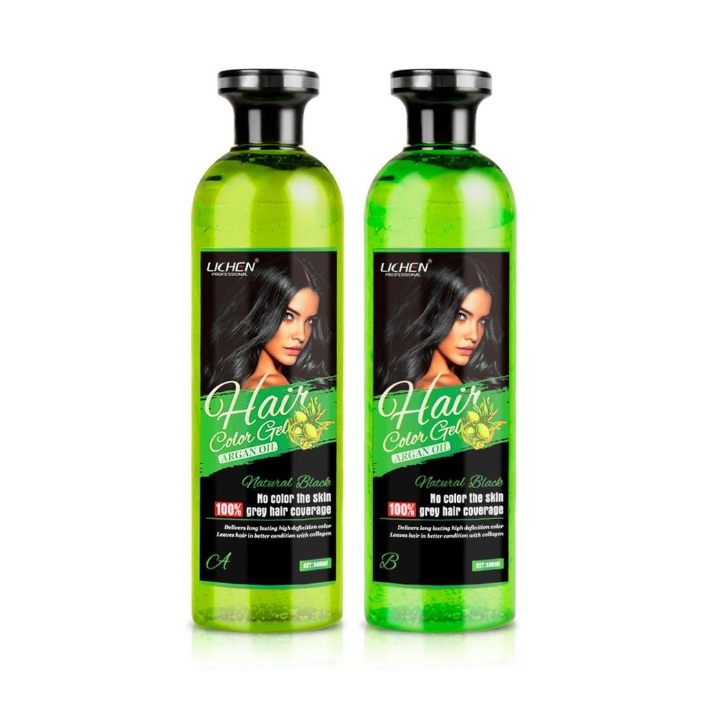 Lichen Professional Hair Color Gel – 500ML – Rich, Long-Lasting Black &amp; Dark Brown Shades – Made in China