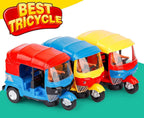 Musical Electric Tricycle Rickshaw Toy for Kids – Battery Operated with Front &amp; Rear Lights, Music, Durable Plastic Build, (Multi-Color)
