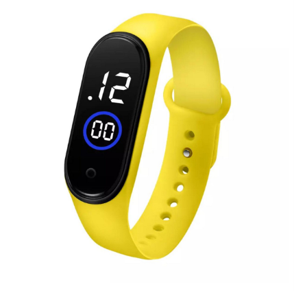 Latest  M4 LED Watch Digital Sports Bracelet for Boys &amp; Girls – Waterproof Touch Display – Random Band Color (Without Box)