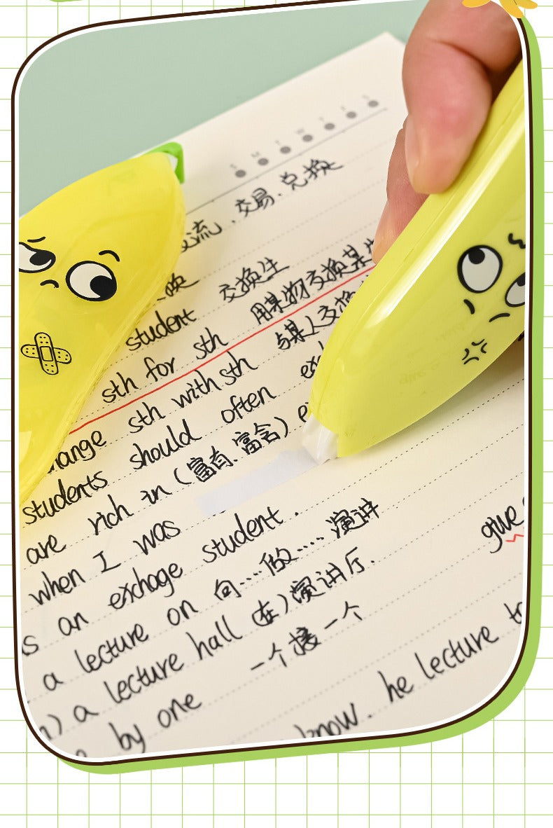 Banana Shaped Correction Tape – Fun &amp; Portable Eraser Tool for Paper, Labels, and More – 14cm