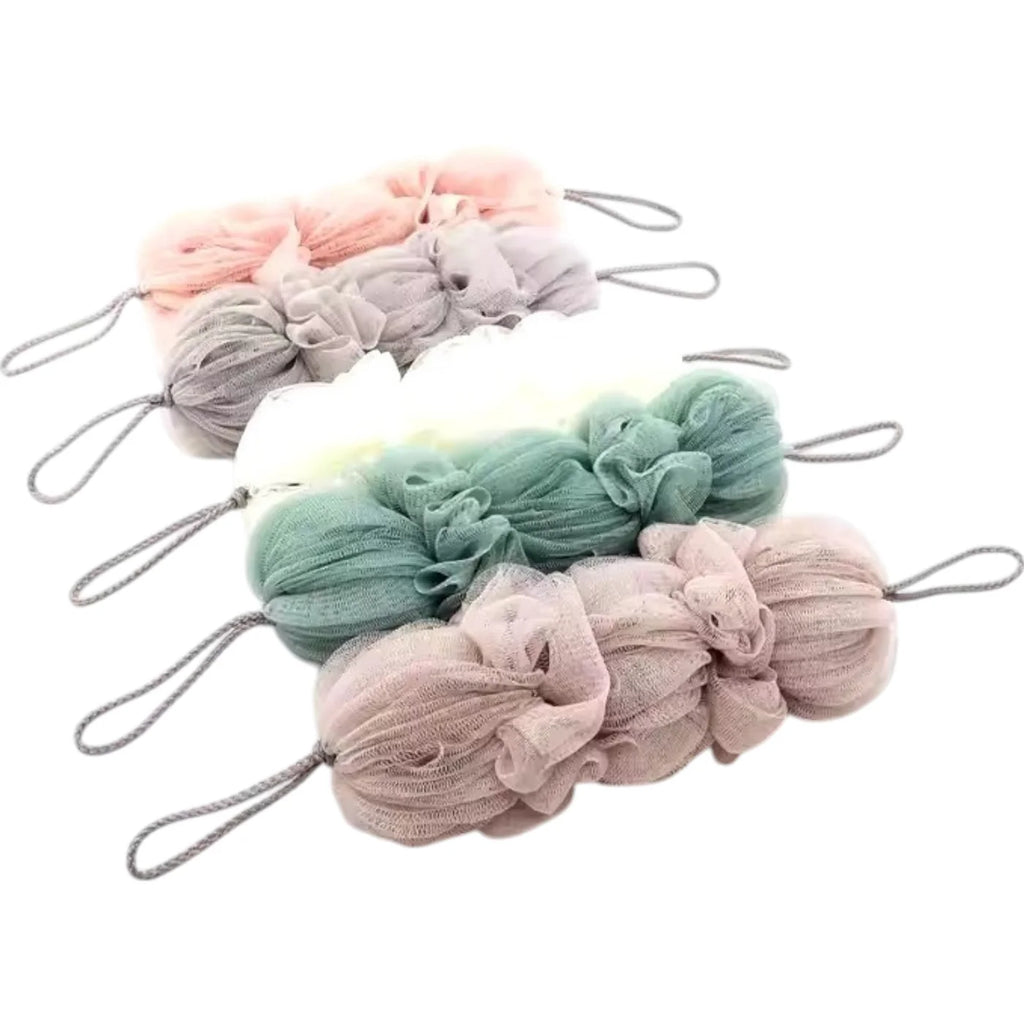 Premium Exfoliating Loofah Sponge – Long Handle Shower Pouf for Body &amp; Back Scrubbing (Random Color))