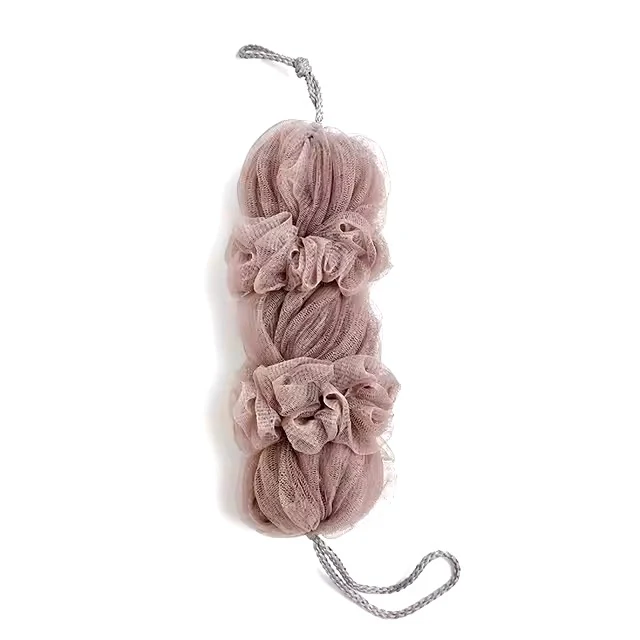 Premium Exfoliating Loofah Sponge – Long Handle Shower Pouf for Body &amp; Back Scrubbing (Random Color))