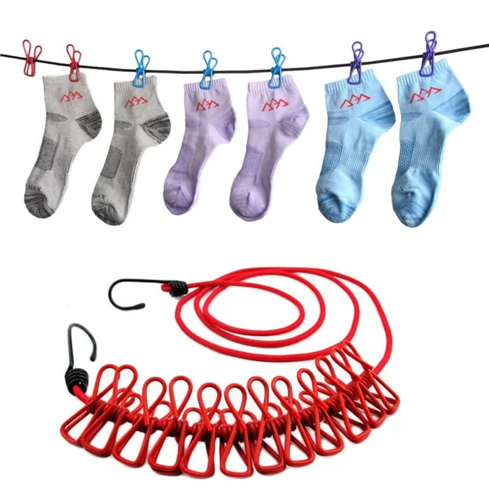 Clip&amp;hang portable clothesline- Elastic, Windproof   Eco-Friendly for Travel  Home Use (random color)