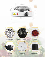 Electric Stove For Cooking - Hot Plate Heat Up In Just 2 mins - Easy to Clean -Metal Body (random color )