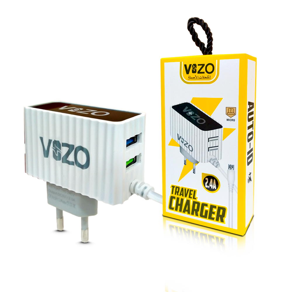 Kw300 2.4A Fast Travel Charger | Android Phone Charger with Data Cable -KW300 – Dual USB Wall Charger with Built-in Micro USB Cable - Charger For Mobile Phone