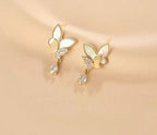 Double Butterfly Hanging Pearl Earings / Earrings Women's Earrings for Gift  / for girls