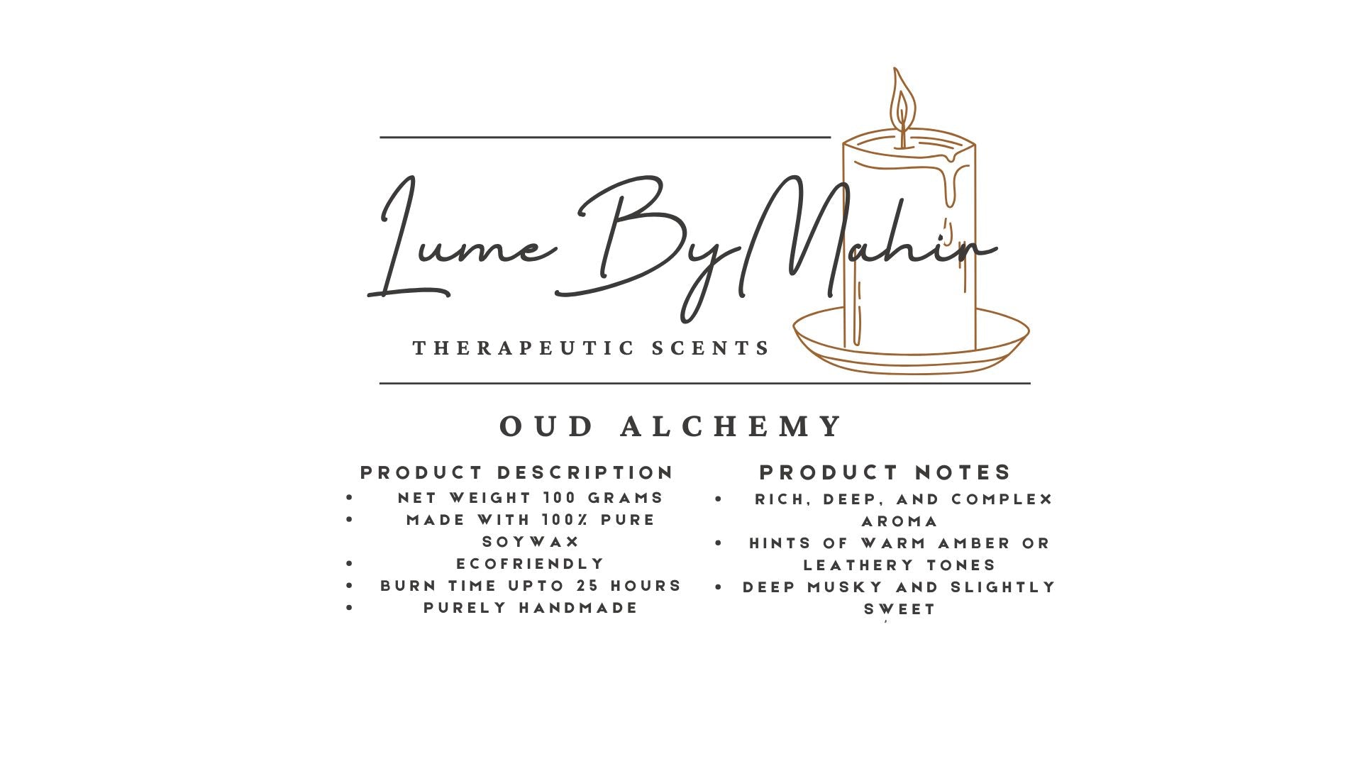 Oud Alchemy Candle | Every Flicker Tells a Tale – Handmade Amber &amp; Musk Soy Wax Candle - 100gram