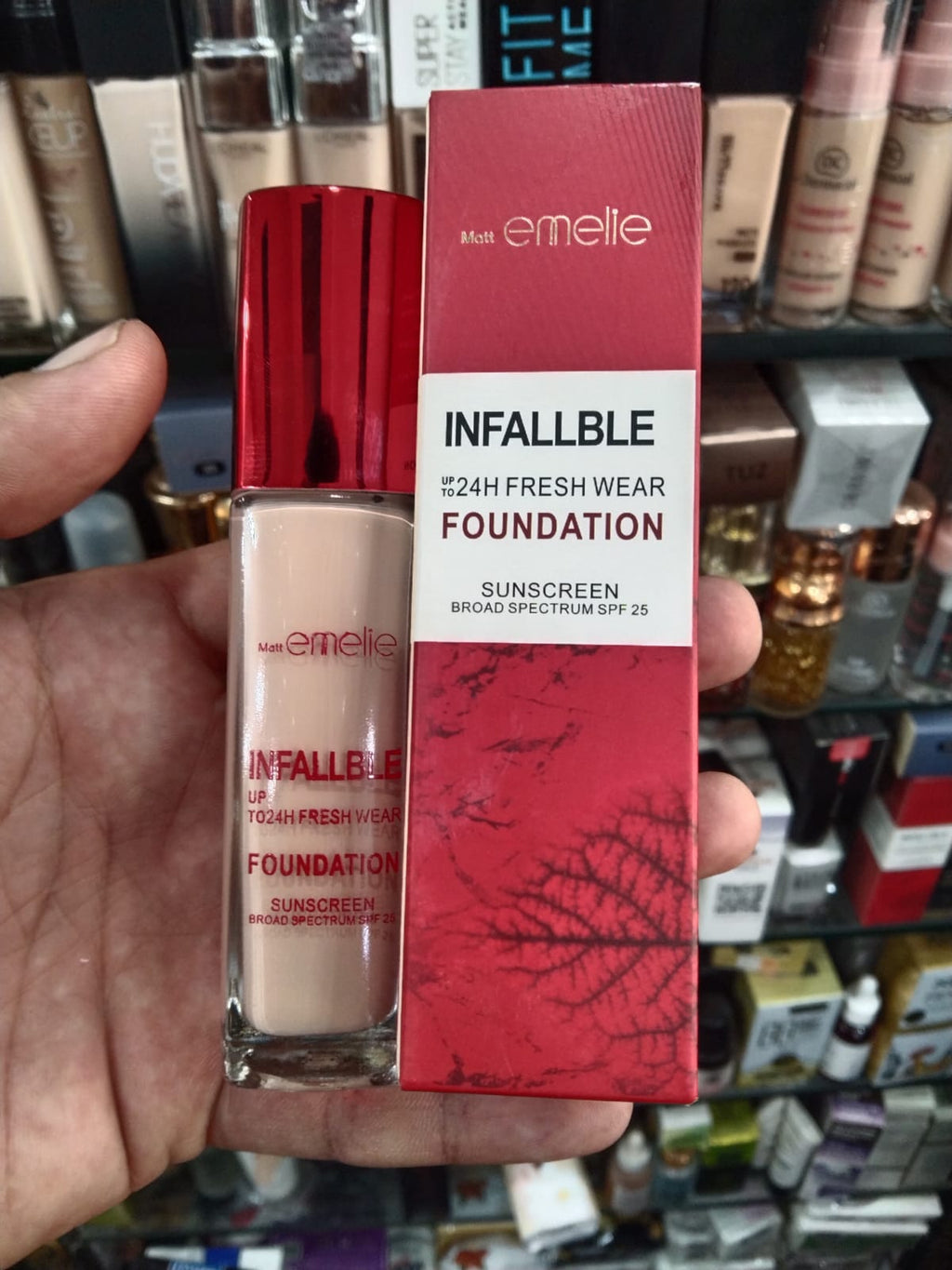 Emelie Cosmetics Infallible 24H Fresh Wear Foundation – Natural Matte Finish, Long-Lasting, Waterproof, Sweat &amp; Heat Proof with SPF 25