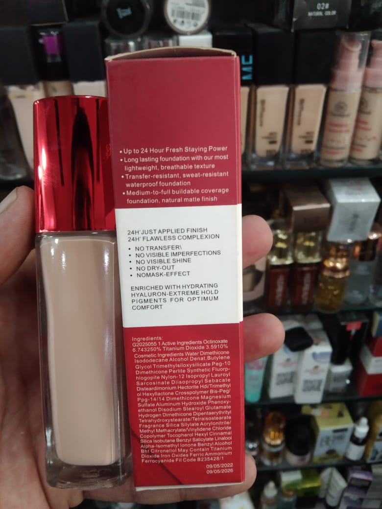 Emelie Cosmetics Infallible 24H Fresh Wear Foundation – Natural Matte Finish, Long-Lasting, Waterproof, Sweat &amp; Heat Proof with SPF 25