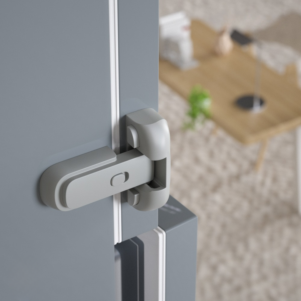 Child Safety Fridge Lock , Baby Safety Refrigerator Freezer Door Lock, No Tools Need or Drill (Grey) - 1 PC