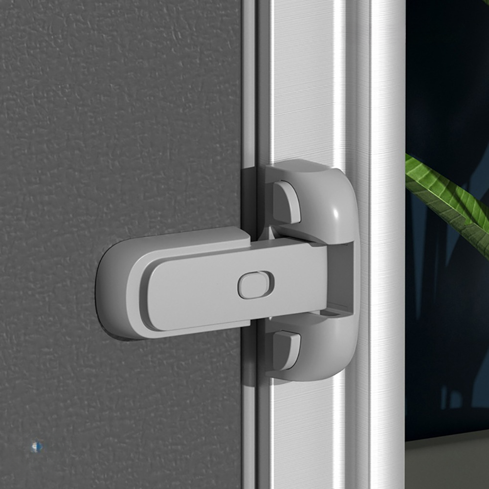 Child Safety Fridge Lock , Baby Safety Refrigerator Freezer Door Lock, No Tools Need or Drill (Grey) - 1 PC