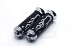 Universal Motorcycle Handlebar Grips 7/8" – Skull Head Flame Rubber Hand Grips (Black/Blue, Black/Red)