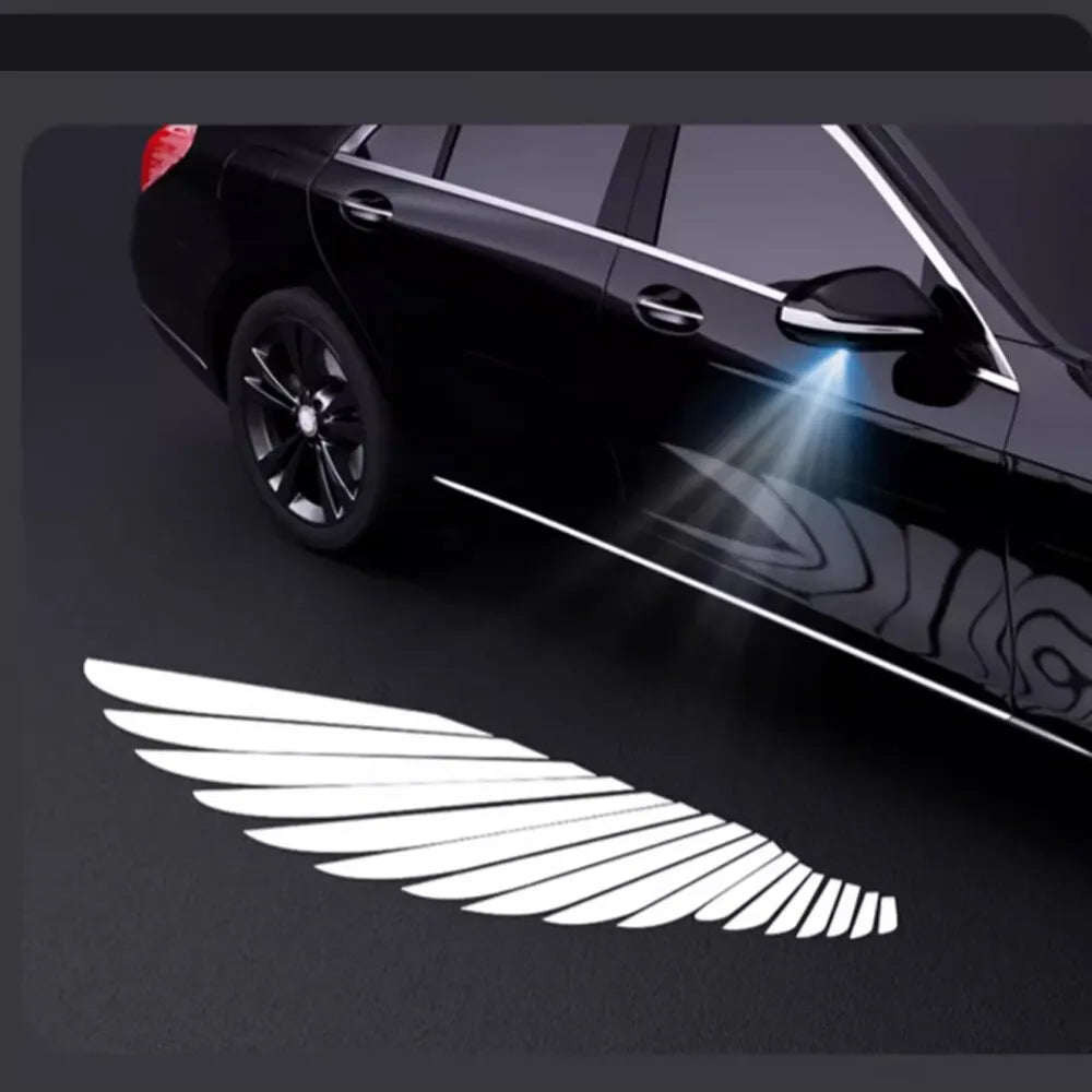 2 Pc Universal Car Rearview Mirror Side LED Angel Wing Light Dynamic Projection Lamp