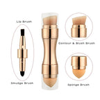 Max Factor x 4 in 1 makeup brush  Set Portable Mini Travel Makeup Brushes Makeup Brush Mini 4 in 1 Kit for Travel Cosmetic Applicator Foundation Sponges Brushes Concealer Professional Make Up Tools (random color)
