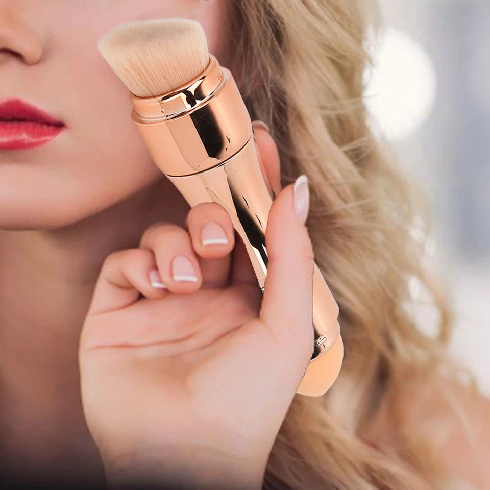 Max Factor x 4 in 1 makeup brush  Set Portable Mini Travel Makeup Brushes Makeup Brush Mini 4 in 1 Kit for Travel Cosmetic Applicator Foundation Sponges Brushes Concealer Professional Make Up Tools (random color)