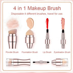 Max Factor x 4 in 1 makeup brush  Set Portable Mini Travel Makeup Brushes Makeup Brush Mini 4 in 1 Kit for Travel Cosmetic Applicator Foundation Sponges Brushes Concealer Professional Make Up Tools (random color)