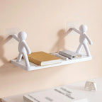 Multifunctional Self Adhesive Creative Character Shelves Bathroom Wall Mounted Shelf | Storage Rack for Bathroom, Kitchen &amp; Room - 1 Pc (White)