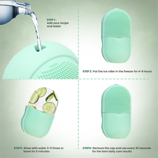 Ice Roller Facial Massage | Silicone Cleansing Ice Lattice | Ice Cube Roller With Scrub –(WITHBOX ) Random Color