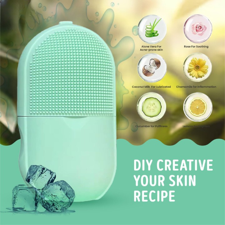 Silicone Cleansing Ice Lattice | Ice Roller Facial Massage | Ice Cube Roller with Scrub - Random color