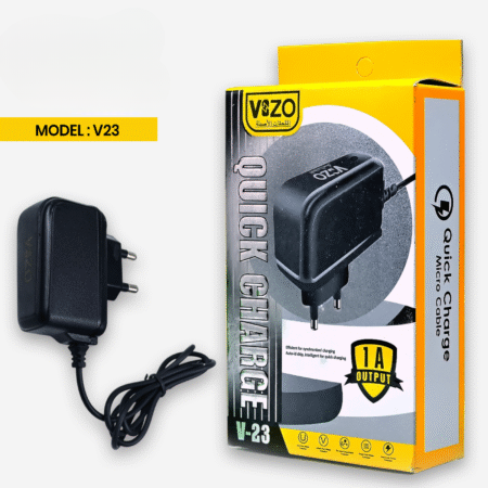 V23 – Simple Micro USB Charger with Built-in Cable | Best Quality Charger Android - Vizo V23 Charger - Mobile Phone Charger ( Random Color )