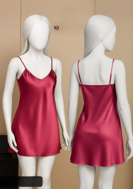 Satin Slip Dress – Sleeveless Camisole with Adjustable Thin Straps | Free Size