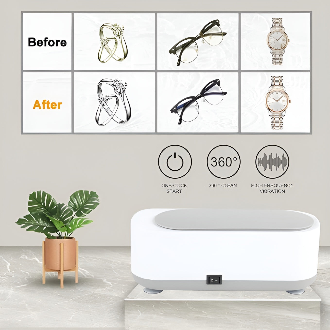Ultrasonic Cleaner Jewelry Watch Eye Glasses Ring Makeup Brush Cleaning Machine (Random color)